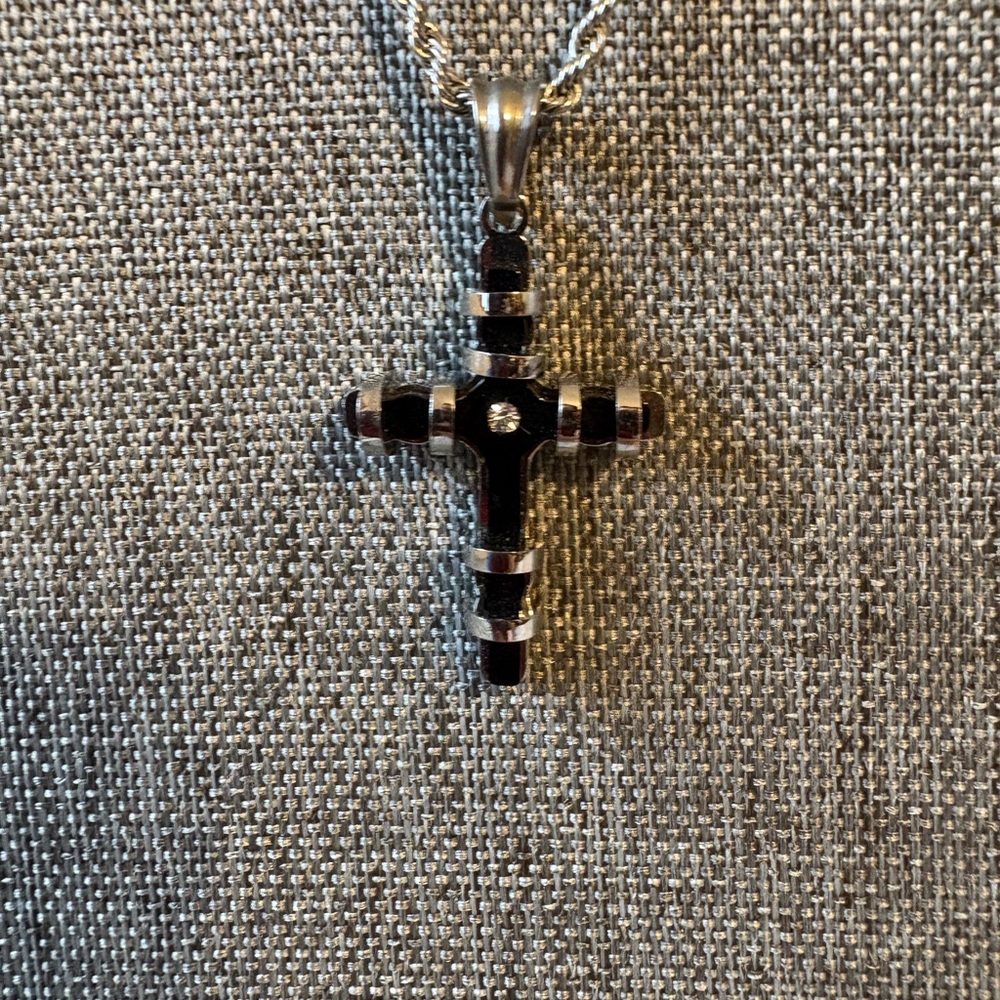 Stainless Steel Black Cross Necklace